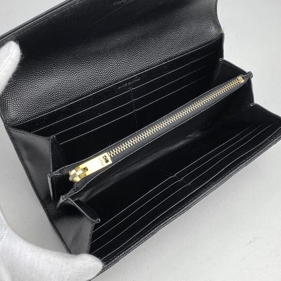 Yves Saint Laurent YVES Saint Laurent Logo Fold Long Wallet Billfold Coin Purse - Picture 6 of 8